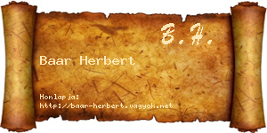 Baar Herbert névjegykártya